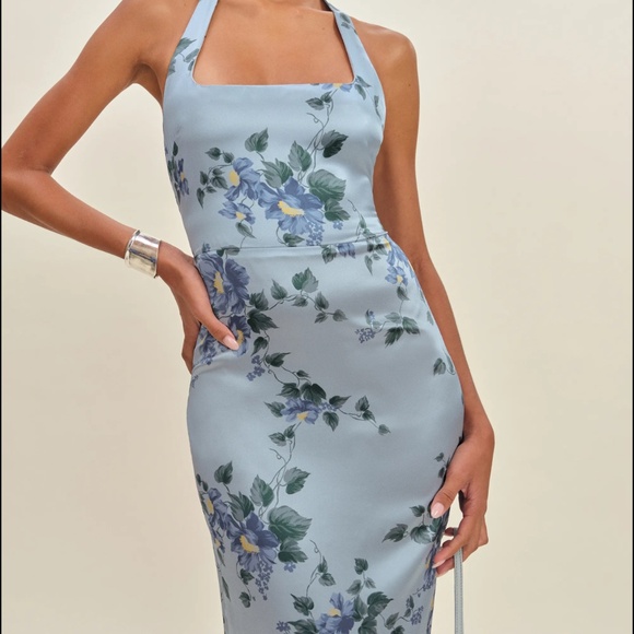 Reformation Ivan Silk Dress Blue - Size 6 - Picture 3 of 6